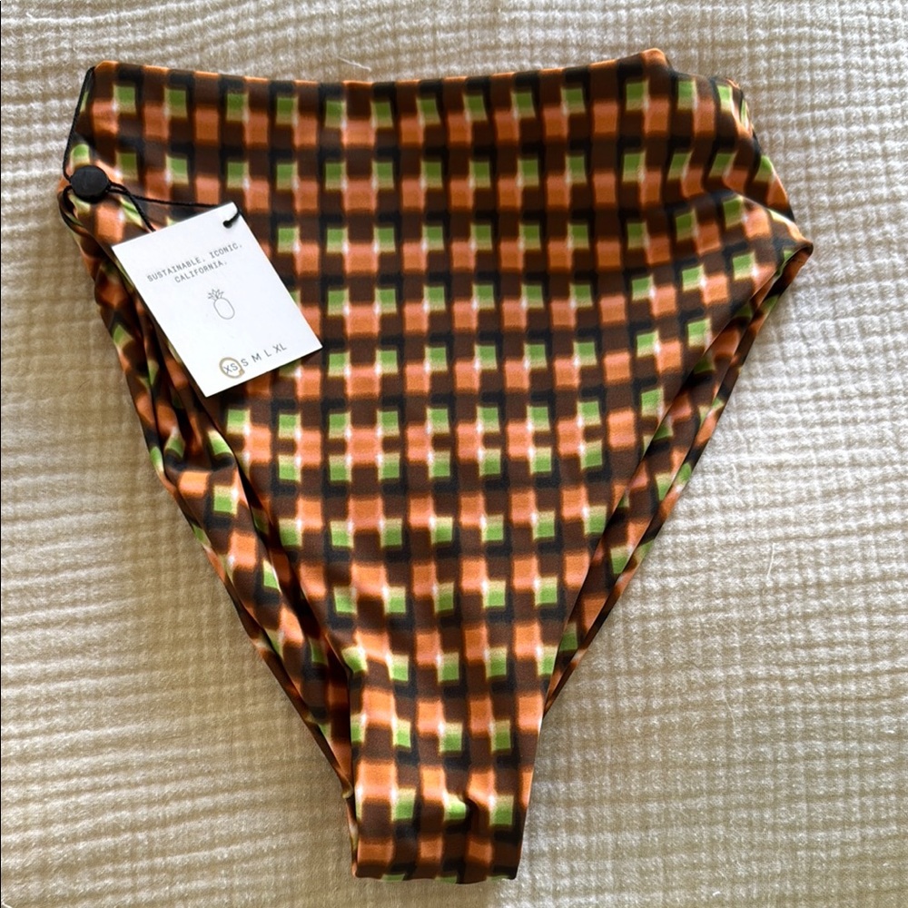SKATIE MONROE Colorful Geometric High-Waisted Bikini Bottom